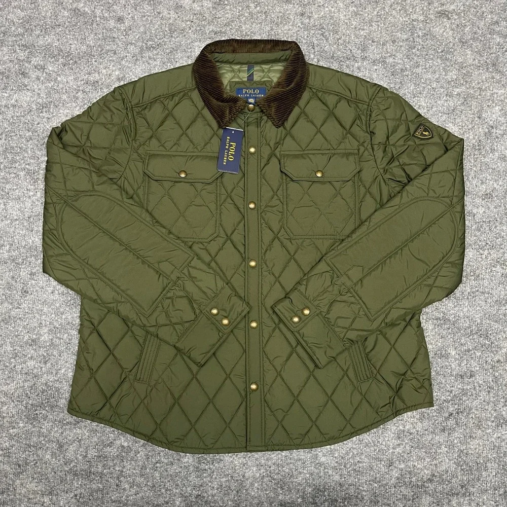 Polo Ralph Lauren Jacket Men XL Moss Green The Beaton Quilted Corduroy PrimaLoft